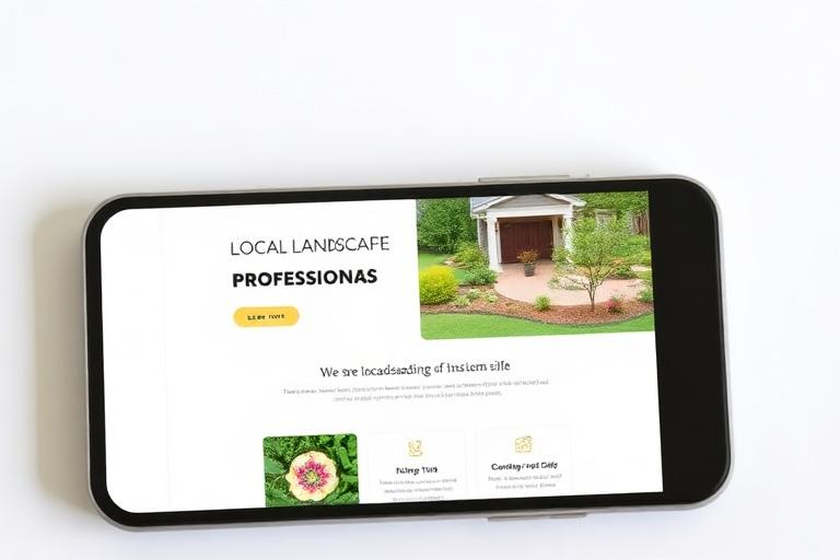 A professional landscaping website on a phone
